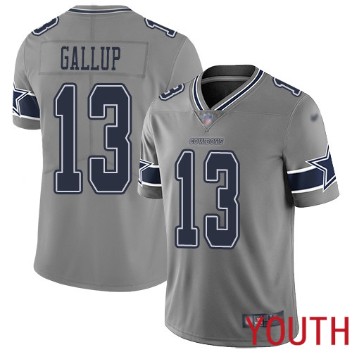 Youth Dallas Cowboys Limited Gray Michael Gallup #13 Inverted Legend NFL Jersey->nfl t-shirts->Sports Accessory